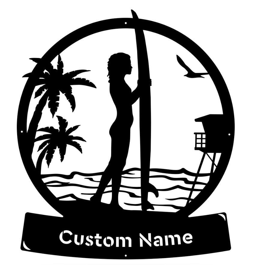 Surfer girl custom sign