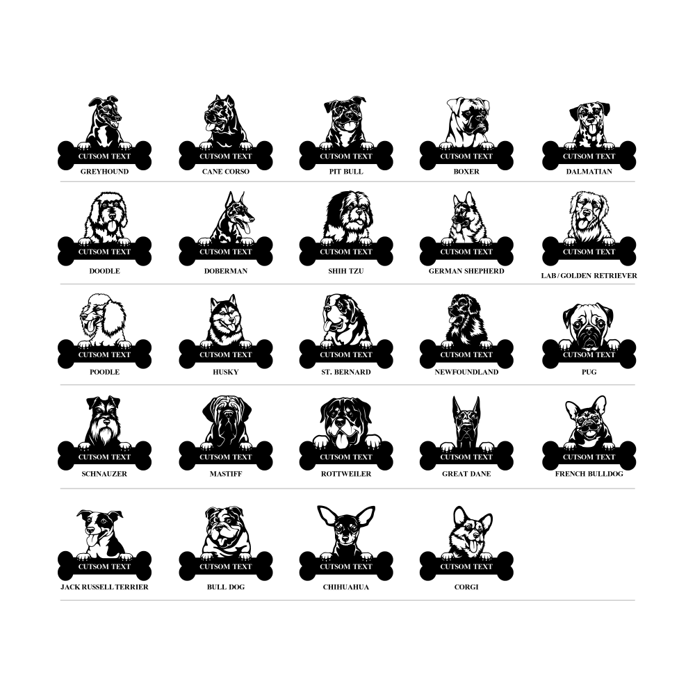 Custom dog face sign examples