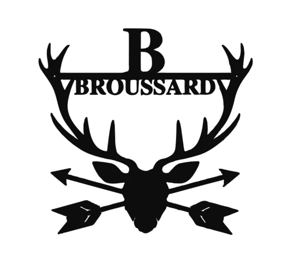 Deer head with arrows customizable sign