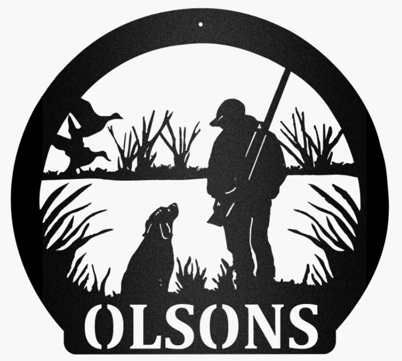 Bird dog w/ handler in field customizable sign