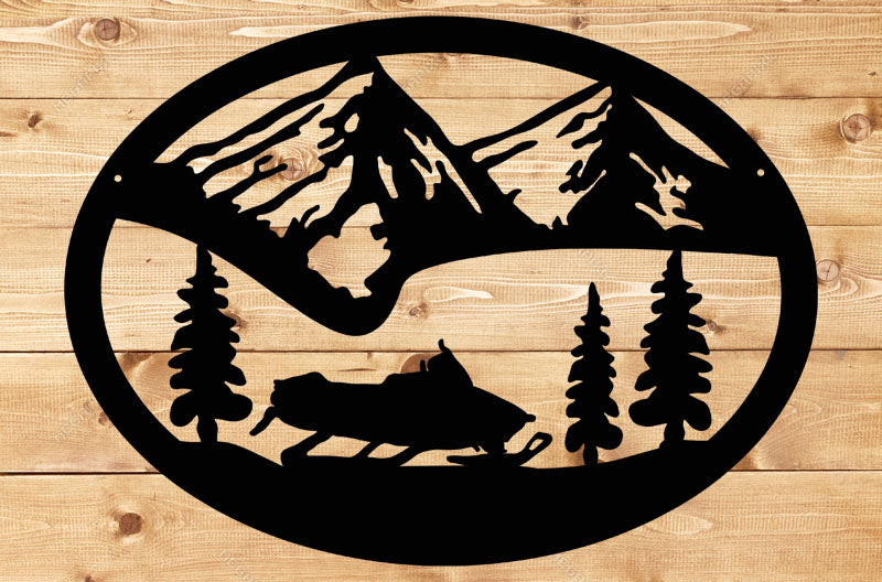 Snowmobile Oval Scene Sign