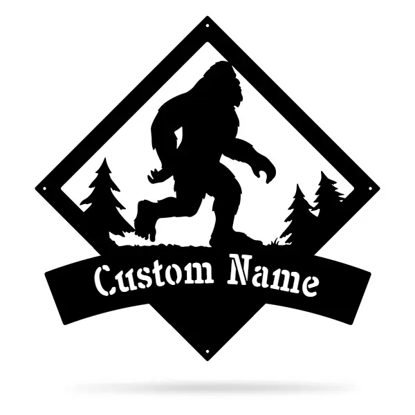 Sasquatch with custom name sign