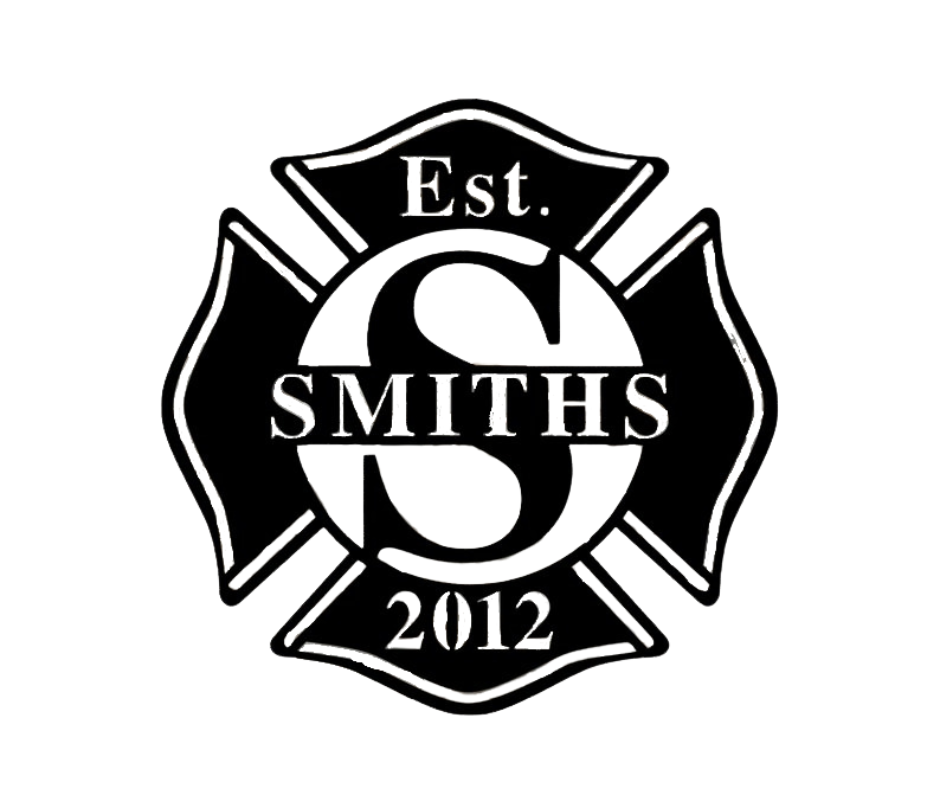 Firefighter shield monogram sign