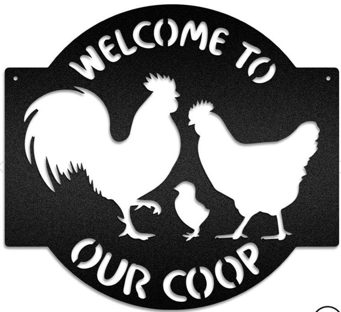 Welcome to our coop sign
