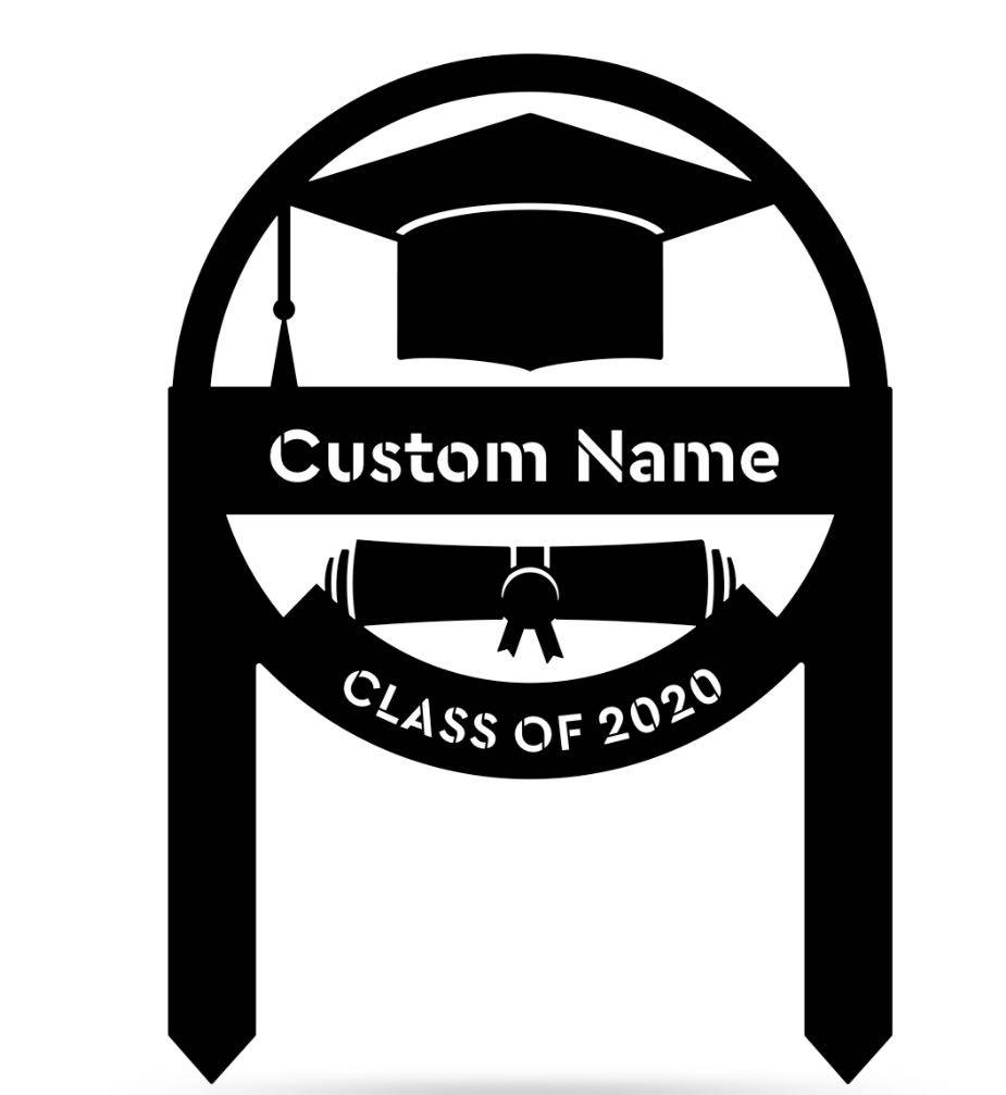 Graduation cap custom sign yard stake