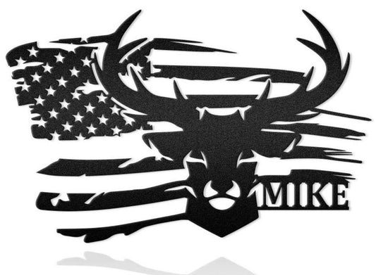 Buck with Flag Custom Sign