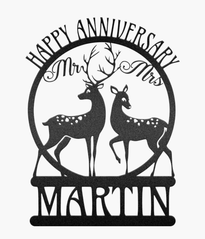 Two deer 'Happy anniversary' customizable sign