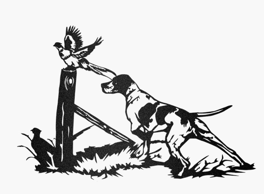 Bird dog pointing sign