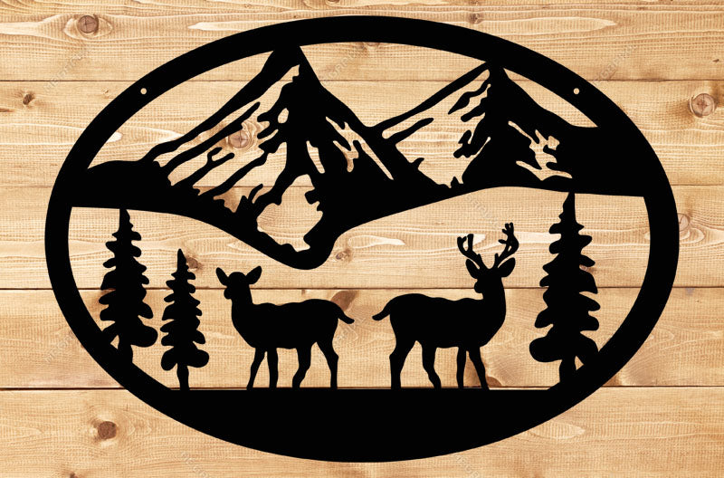 Deer Oval Scene Sign
