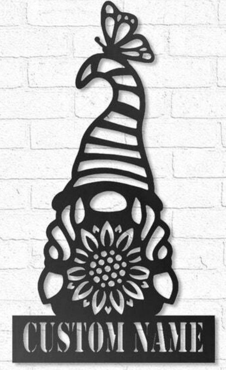 Girl Gnome with Sunflower and Butterfly
