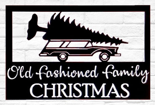 'Old fashioned family Christmas' sign