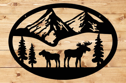 Moose Oval Scene Sign